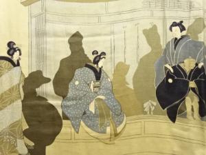 アンティーク　人物浄瑠璃模様男物長襦袢